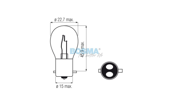 Żarówka BOSMA 12V 20/20W BAX15d 1437 10 SZT