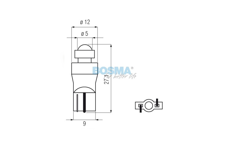 Żarówka BOSMA 12V 1xLED T10 WHITE 6000K DIAMOND BLISTER 2 SZT.