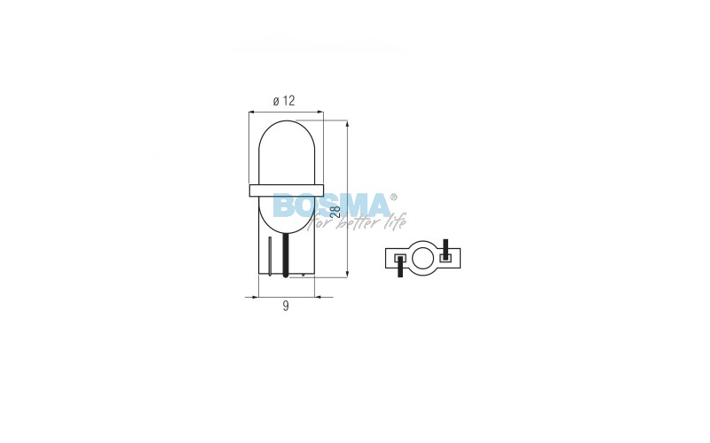 Żarówka BOSMA 12V 1*LED STANDARD T10 BLUE BLISTER