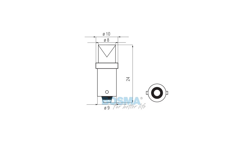 Żarówka BOSMA 12V 1*LED STANDARD BA9s RED WIDE VIEWING BLISTER
