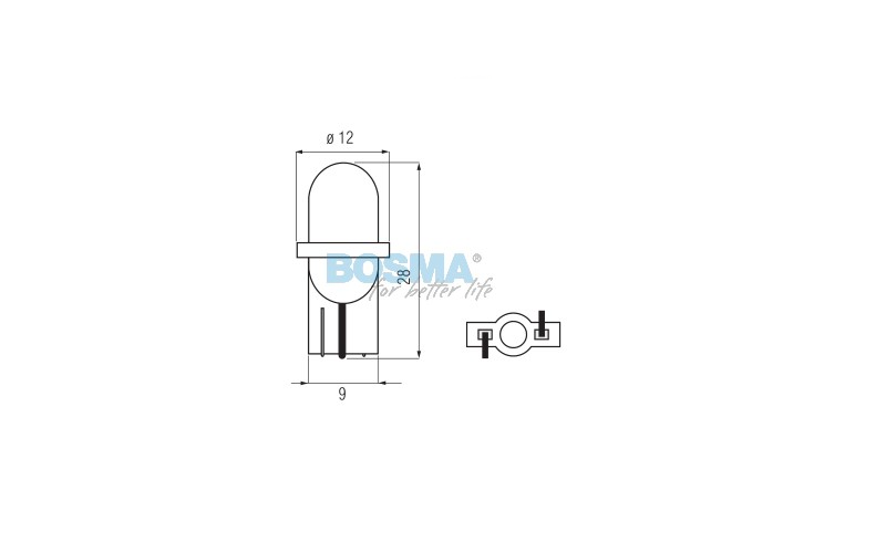Żarówka BOSMA 12V 1*LED STANDARD T10 GREEN BLISTER