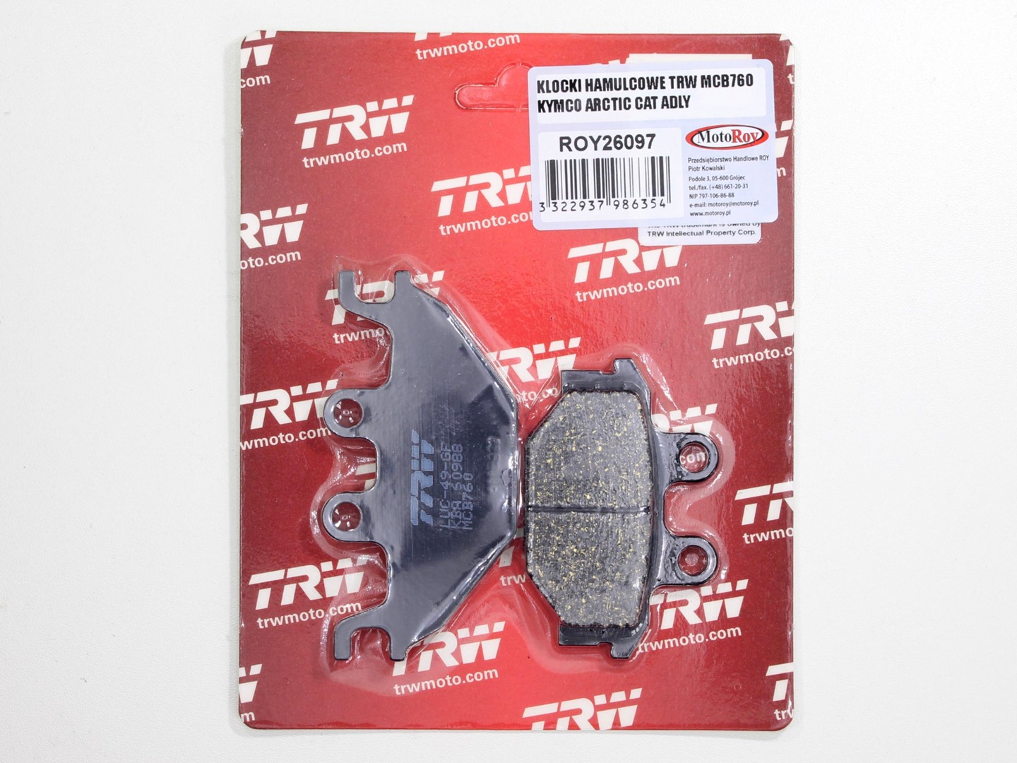 KLOCKI HAMULCOWE TRW MCB760 KYMCO ARCTIC CAT ADLY
