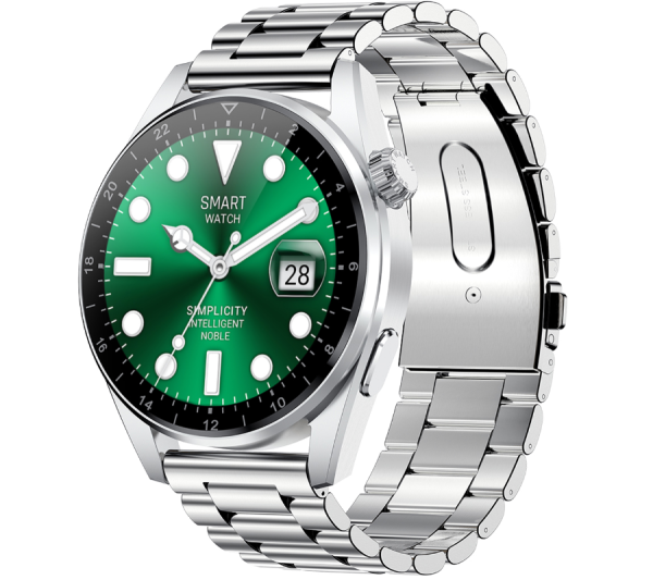 Smartwatch Rubicon RNCE78 srebrny czarna skóra i srebrna bransoleta