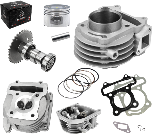 Cylinder i głowica Moretti do skutera 4T 80cc 139QMB bez klawiatury zaworów długie zawory