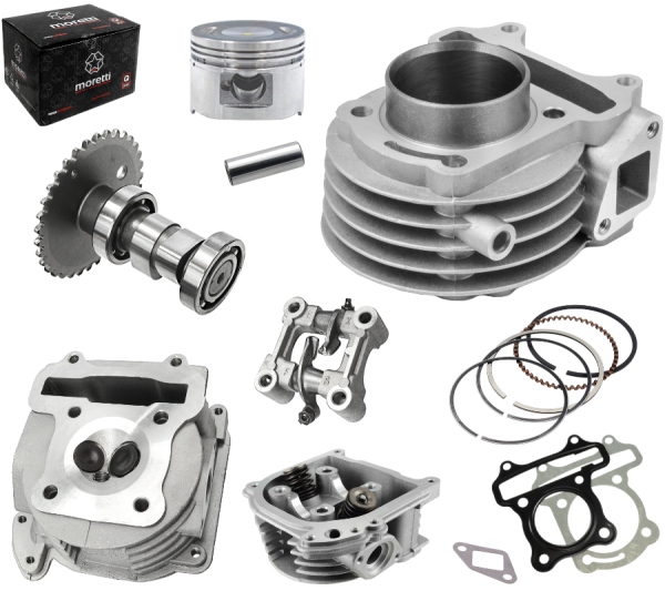 Cylinder i głowica 80cc Moretti do skutera Huragan 5 z silnikiem poziomym