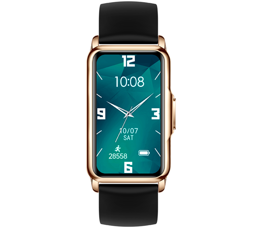 Smartwatch Rubicon RNCF04 różowe złoto/ czarny silikon