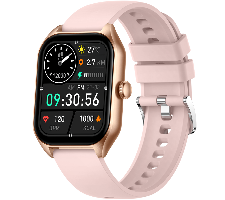 Smartwatch Rubicon RNCF03 Różowe złoto/różowe złoto mesh + różowy silikon