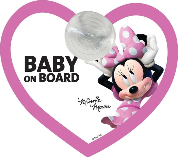 NAKLEJKA PRZYSSAWKA OSTRZEG.  BABY ON BOARD MINNIE