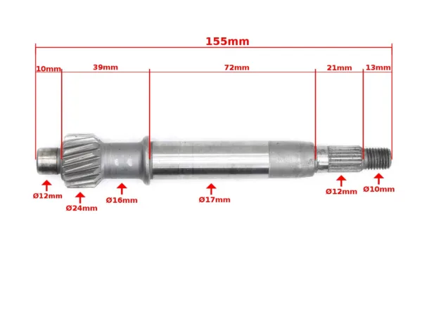 WAŁEK PRZEKŁADNI GY6 SPRZĘGŁA 155mm