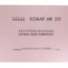 KATALOG CZĘŚCI ZAMIENNYCH KOMAR MR-231