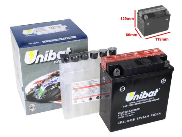 AKUMULATOR UNIBAT CB5LB-BS P+ 12V 5AH
