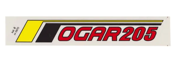 NAKLEJKA ROMET OGAR 205 ŻÓŁTY/CZARN PRAWA 225x40mm KAT-E