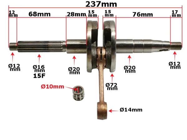 WAŁ KORBOWY KEEWAY PIN 10MM