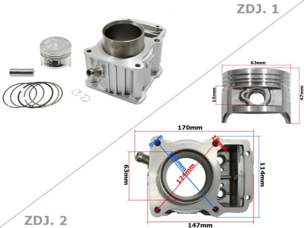 CYLINDER ATV 200 CG 63.5mm PIN 15mm LC KPL.