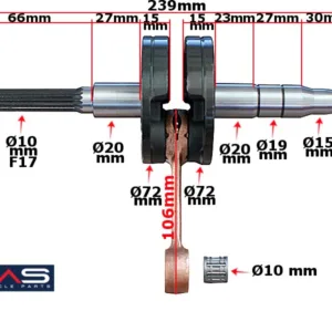 WAŁ KORBOWY APRILIA 50 BENELLI BETA MALAGUTI PIN 10mm RMS