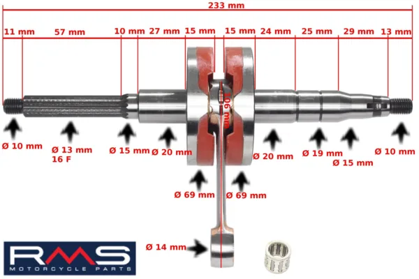 WAŁ KORBOWY MINARELI VERTICAL APRILIA RACING PIN10mm RMS