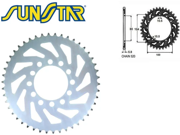ZĘBATKA TYŁ SUNSTAR STALOWA SUNR1-3356-46